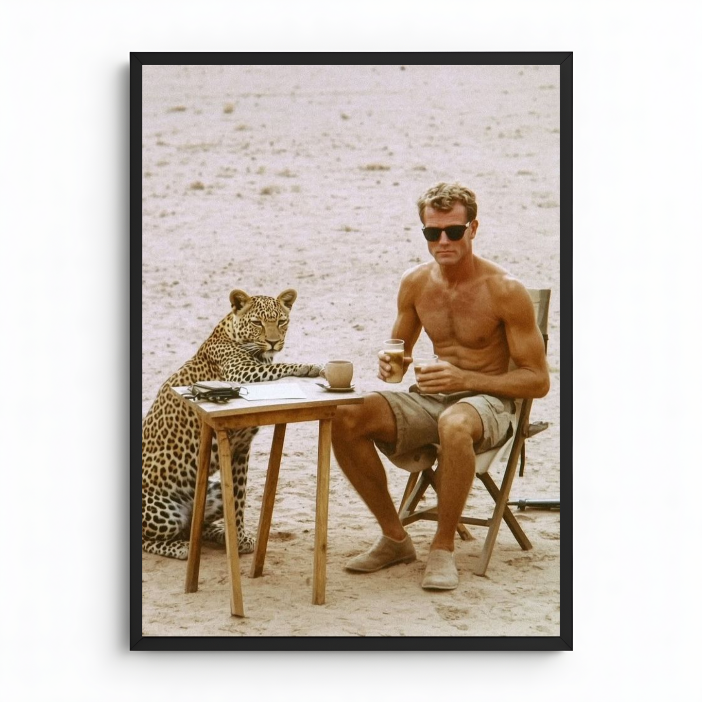 A coffee with a cheetah